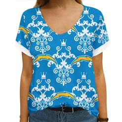 Los Angeles Chargers Summer V-neck Women T-shirt