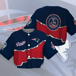 New England Patriots Crop Top Baseball Jersey 113