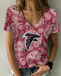 Atlanta Falcons Summer V-neck Women T-shirt BG222