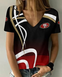 San Francisco 49ers V-neck Women T-shirt BG467