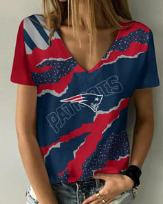 New England Patriots Summer V-neck Women T-shirt BG274