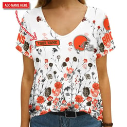 Cleveland Browns Personalized V-neck Women T-shirt