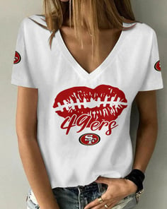 San Francisco 49ers Summer V-neck Women T-shirt BG205