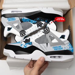 Carolina Panthers Personalized AJ4 Sneaker BG192