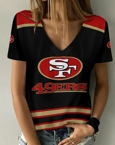 San Francisco 49ers V-neck Women T-shirt BG751