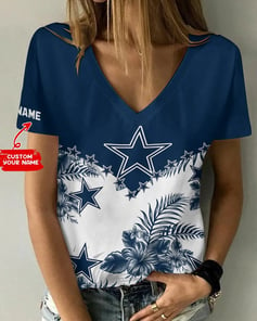 Dallas Cowboys Personalized V-neck Women T-shirt BG600