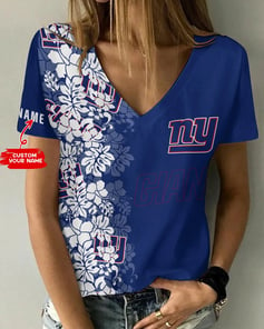 New York Giants Personalized V-neck Women T-shirt BG470