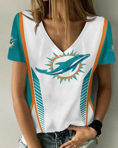 Miami Dolphins V-neck Women T-shirt BG861