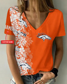 Denver Broncos Personalized V-neck Women T-shirt