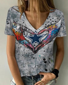 Dallas Cowboys Summer V-neck Women T-shirt BG399