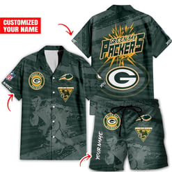 Green Bay Packers Combo Hawaiian Shirt and Shorts HSAS0014