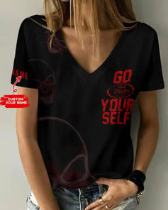 San Francisco 49ers Personalized V-neck Women T-shirt BG444