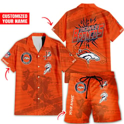 Denver Broncos Combo Hawaiian Shirt and Shorts HSAS0032