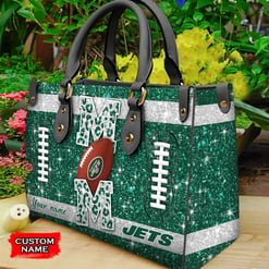 New York Jets Personalized Leather Hand Bag BBLTHB592