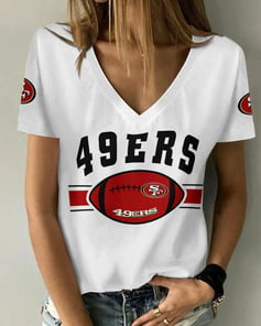 San Francisco 49ers Personalized V-neck Women T-shirt AGCWTS132