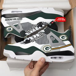 Green Bay Packers Personalized AJ4 Sneaker BG234