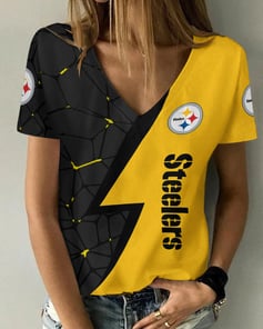 Pittsburgh Steelers Personalized V-neck Women T-shirt BG550