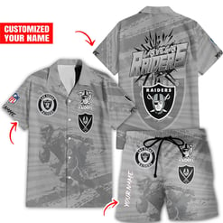 Las Vegas Raiders Combo Hawaiian Shirt and Shorts HSAS0007