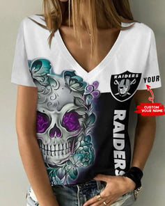 Las Vegas Raiders Personalized V-neck Women T-shirt BG664