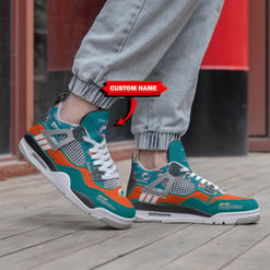 Miami Dolphins Personalized AJ4 Sneaker BG183