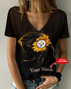 Pittsburgh Steelers Personalized V-neck Women T-shirt BG682