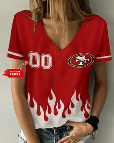 San Francisco 49ers Personalized V-neck Women T-shirt BG766