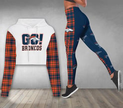 Denver Broncos Combo Croptop Hoodie And Leggings AZCLG100+AZC2CHD100