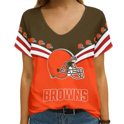 Cleveland Browns Personalized V-neck Women T-shirt