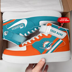 Miami Dolphins Personalized High AF1 Sneakers BG09