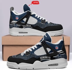 Dallas Cowboys Personalized AJ4 Sneaker BGAJ4S352