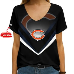 Chicago Bears Personalized V-neck Women T-shirt AGC84