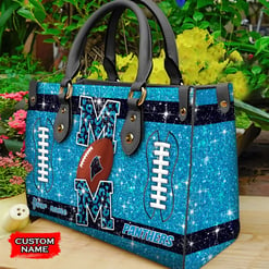 Carolina Panthers Personalized Leather Hand Bag BBLTHB572