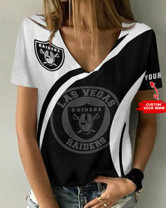 Las Vegas Raiders Personalized Summer V-neck Women T-shirt BG203