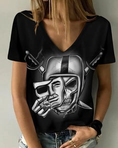 Las Vegas Raiders V-neck Women T-shirt BG780