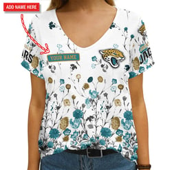 Jacksonville Jaguars Personalized V-neck Women T-shirt