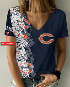 Chicago Bears Personalized V-neck Women T-shirt