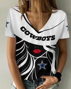 Dallas Cowboys Personalized Summer V-neck Women T-shirt 148