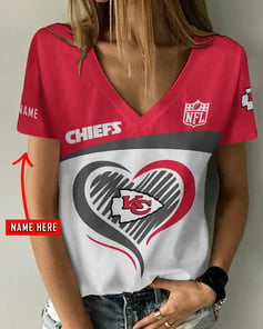 Kansas City Chiefs Personalized V-neck Women T-shirt BG991