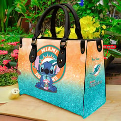 Miami Dolphins Personalized Leather Hand Bag BBLTHB726