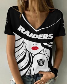 Las Vegas Raiders Personalized Summer V-neck Women T-shirt 151