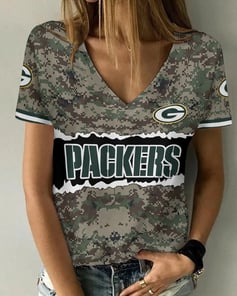 Green Bay Packers V-neck Women T-shirt BG489