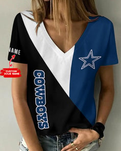 Dallas Cowboys Personalized Summer V-neck Women T-shirt BG363