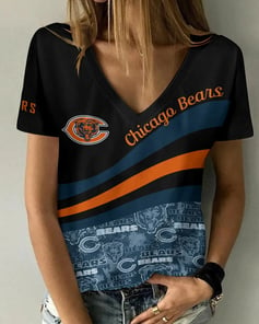 Chicago Bears Summer V-neck Women T-shirt BG267