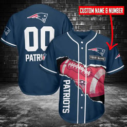 New England Patriots Personalized Baseball Jersey BG108