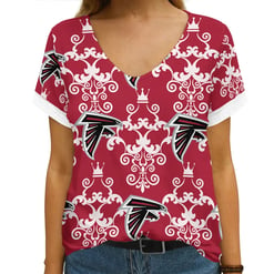 Atlanta Falcons Summer V-neck Women T-shirt