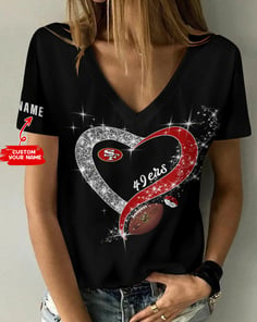 San Francisco 49ers Personalized Summer V-neck Women T-shirt BG239