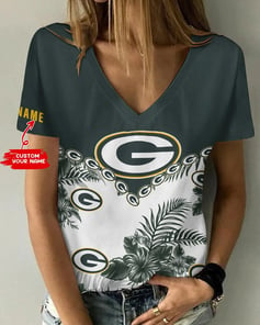 Green Bay Packers Personalized V-neck Women T-shirt BG488