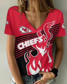 Kansas City Chiefs V-neck Women T-shirt BG743