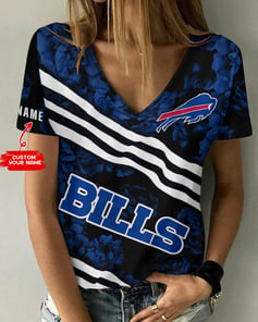 Buffalo Bills Personalized V-neck Women T-shirt BG438