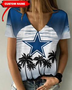 Dallas Cowboys Personalized V-neck Women T-shirt BG431